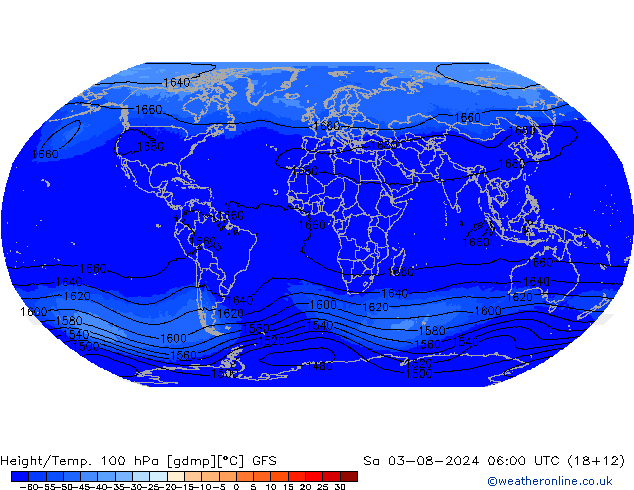 Height/Temp. 100 hPa GFS 星期六 03.08.2024 06 UTC