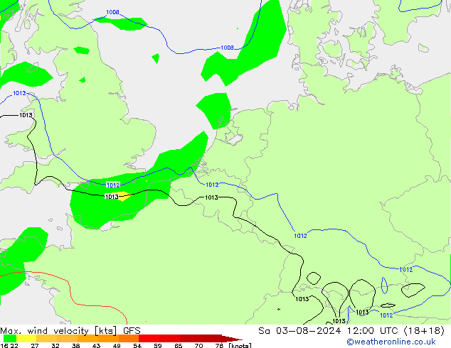 Max. wind snelheid GFS za 03.08.2024 12 UTC