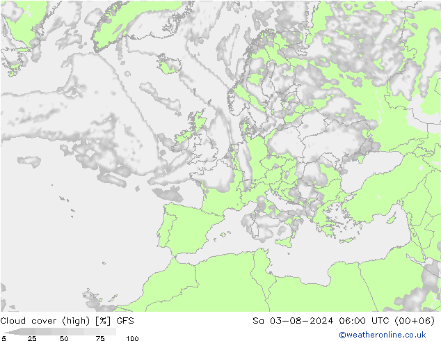 Bewolking (Hoog) GFS za 03.08.2024 06 UTC