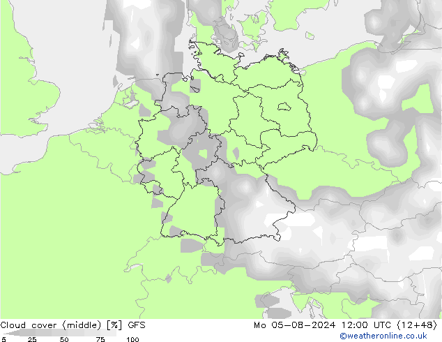 云 (中) GFS 星期一 05.08.2024 12 UTC