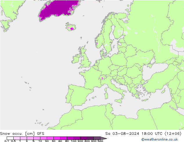 Snow accu. GFS 星期六 03.08.2024 18 UTC