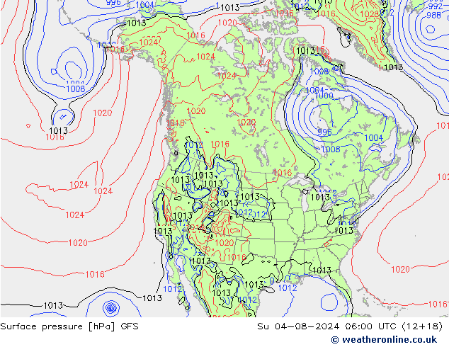 地面气压 GFS 星期日 04.08.2024 06 UTC