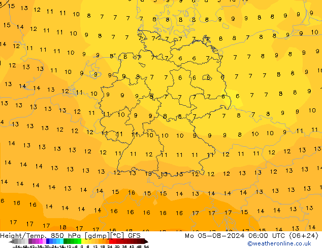 Z500/Rain (+SLP)/Z850 GFS Mo 05.08.2024 06 UTC