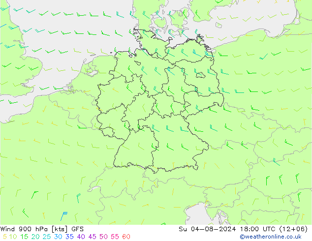 Wind 900 hPa GFS zo 04.08.2024 18 UTC