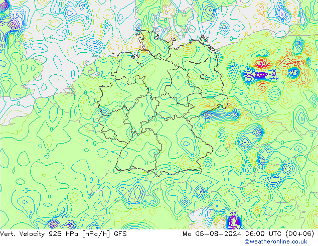 Vert. snelheid 925 hPa GFS ma 05.08.2024 06 UTC