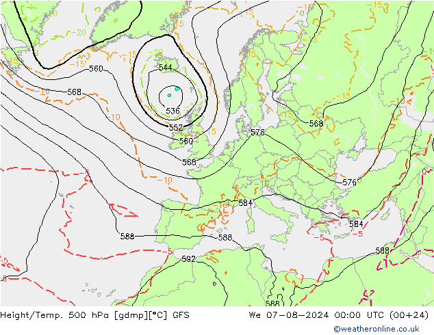 Z500/Regen(+SLP)/Z850 GFS wo 07.08.2024 00 UTC