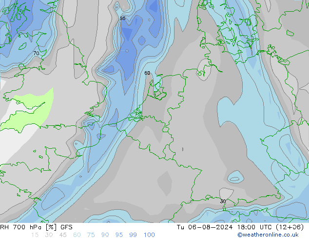 RV 700 hPa GFS di 06.08.2024 18 UTC