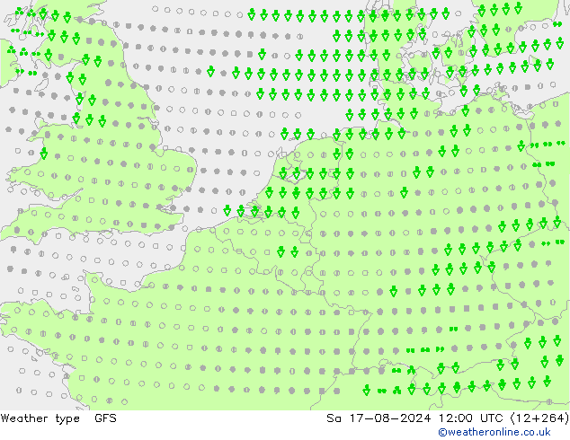 降水类型 GFS 星期六 17.08.2024 12 UTC