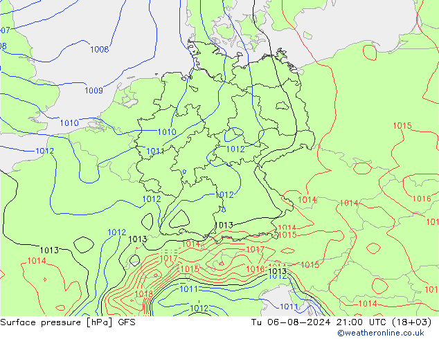 Luchtdruk (Grond) GFS di 06.08.2024 21 UTC