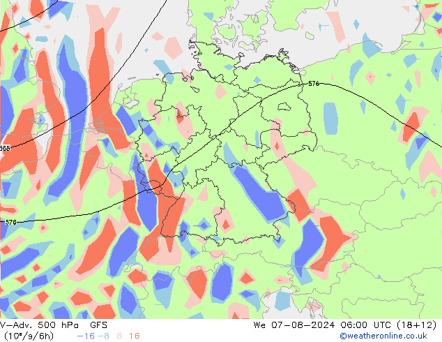 V-Adv. 500 hPa GFS wo 07.08.2024 06 UTC