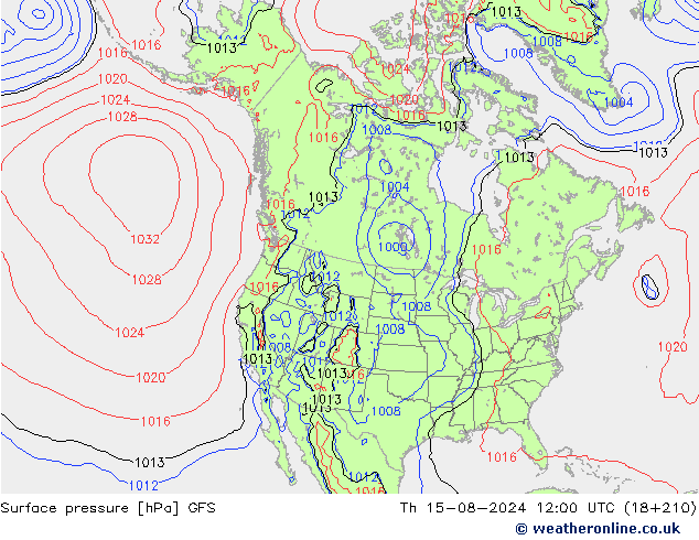 地面气压 GFS 星期四 15.08.2024 12 UTC