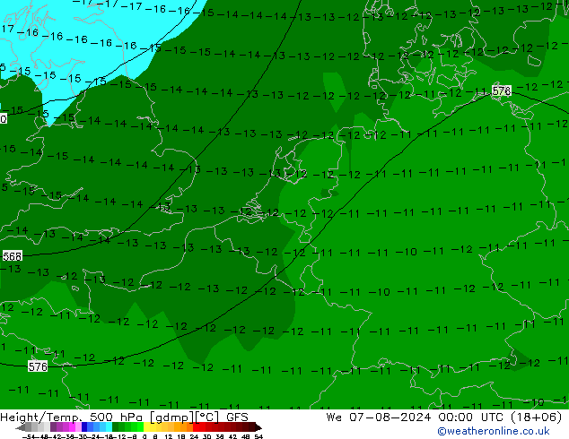 Z500/Rain (+SLP)/Z850 GFS 星期三 07.08.2024 00 UTC