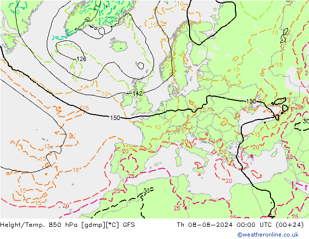 Z500/Regen(+SLP)/Z850 GFS do 08.08.2024 00 UTC