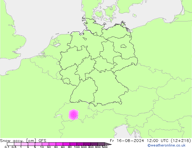 Totale sneeuw GFS vr 16.08.2024 12 UTC