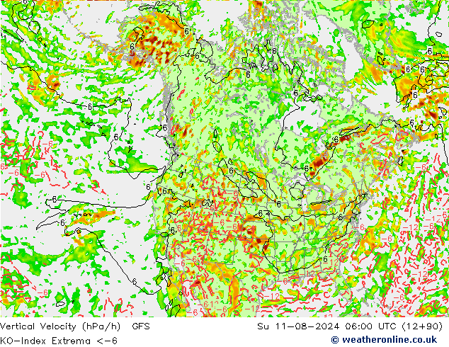 Convection-Index GFS 星期日 11.08.2024 06 UTC