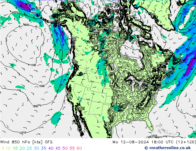 风 850 hPa GFS 星期一 12.08.2024 18 UTC