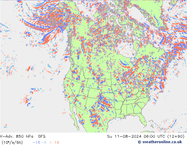 V-Adv. 850 hPa GFS 星期日 11.08.2024 06 UTC