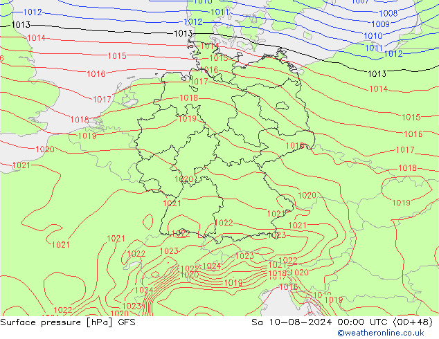 GFS: za 10.08.2024 00 UTC