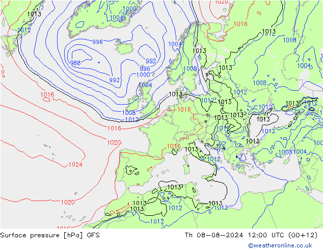 GFS: 星期四 08.08.2024 12 UTC