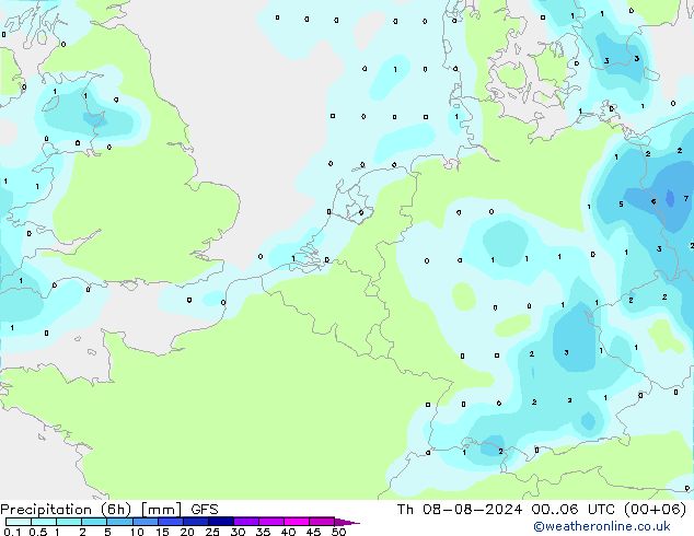 Z500/Regen(+SLP)/Z850 GFS do 08.08.2024 06 UTC