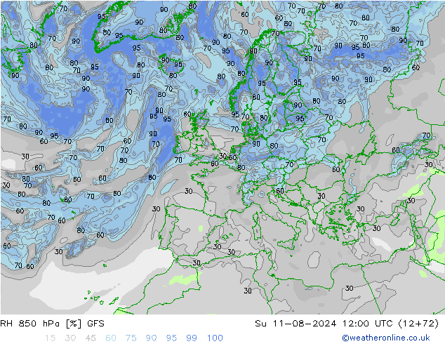 RV 850 hPa GFS zo 11.08.2024 12 UTC