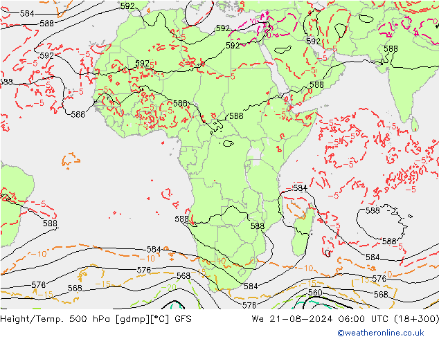 Z500/Regen(+SLP)/Z850 GFS wo 21.08.2024 06 UTC