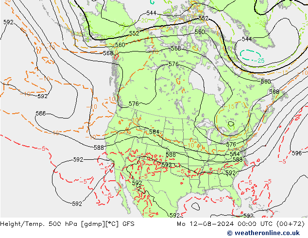 Z500/Regen(+SLP)/Z850 GFS ma 12.08.2024 00 UTC