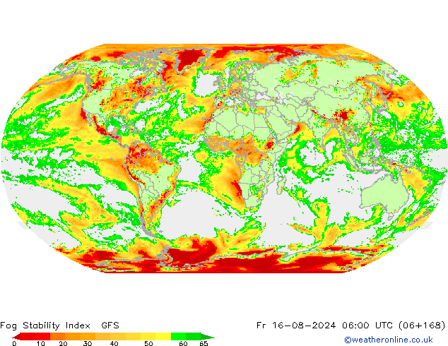 Fog Stability Index GFS 星期五 16.08.2024 06 UTC