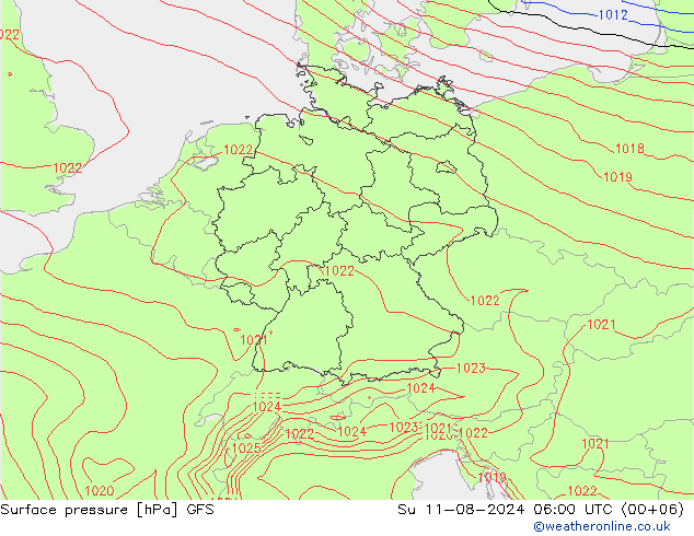 GFS: 星期日 11.08.2024 06 UTC