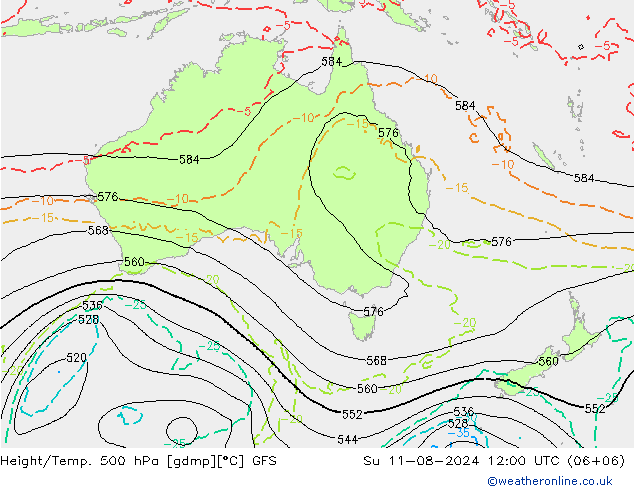 Z500/Regen(+SLP)/Z850 GFS zo 11.08.2024 12 UTC