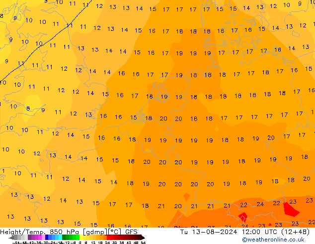 Z500/Regen(+SLP)/Z850 GFS di 13.08.2024 12 UTC