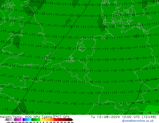 Z500/Regen(+SLP)/Z850 GFS di 13.08.2024 12 UTC