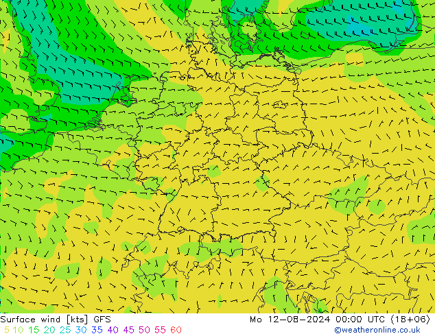 Wind 10 m GFS ma 12.08.2024 00 UTC