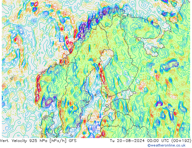 Vert. snelheid 925 hPa GFS di 20.08.2024 00 UTC