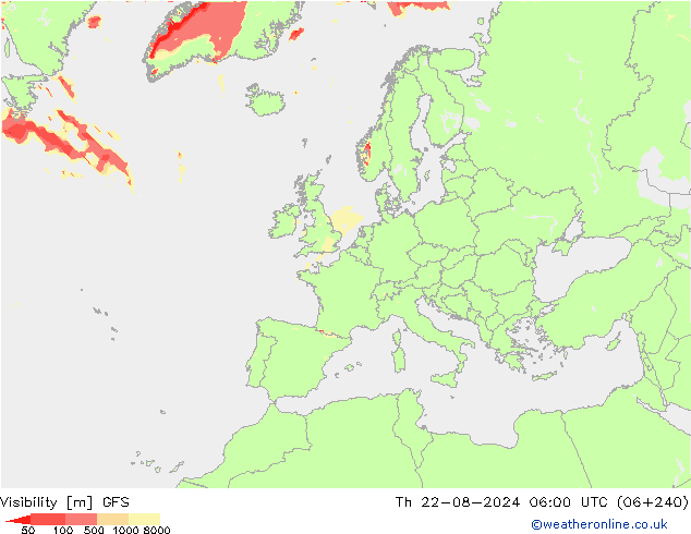 能见度 GFS 星期四 22.08.2024 06 UTC