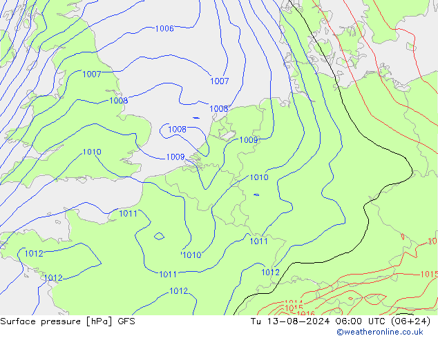 GFS: 星期二 13.08.2024 06 UTC