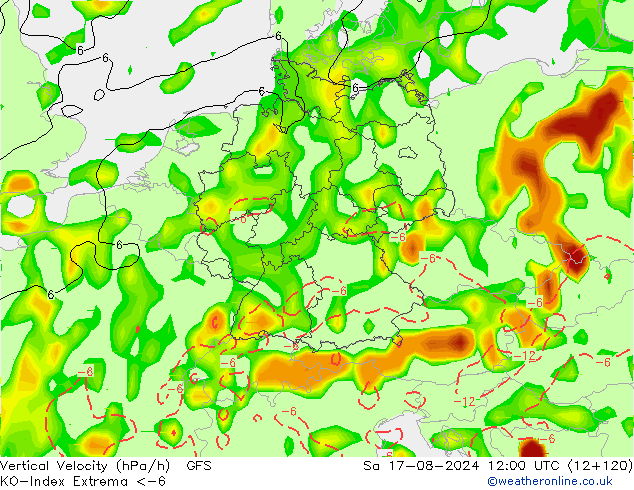 Convectie-Index GFS za 17.08.2024 12 UTC