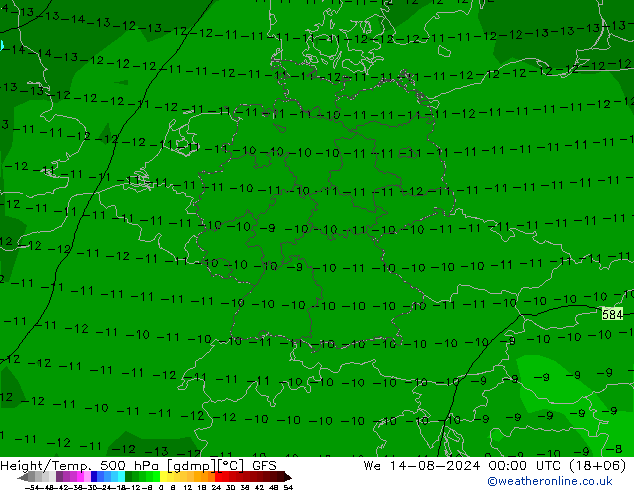 Height/Temp. 500 hPa GFS 星期三 14.08.2024 00 UTC
