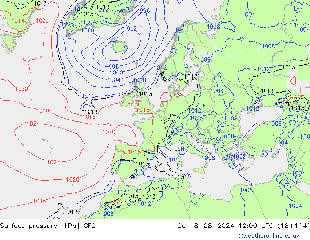 GFS: 星期日 18.08.2024 12 UTC