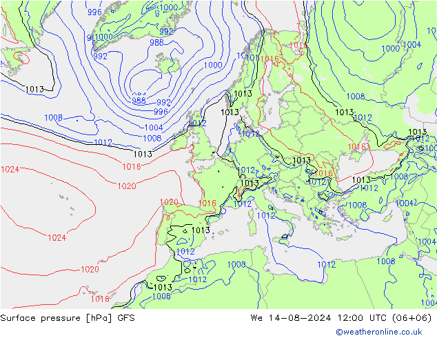 GFS: 星期三 14.08.2024 12 UTC