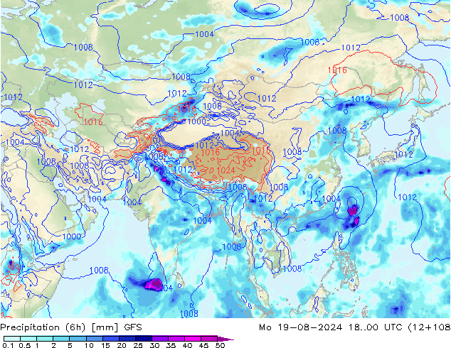 Z500/Regen(+SLP)/Z850 GFS ma 19.08.2024 00 UTC