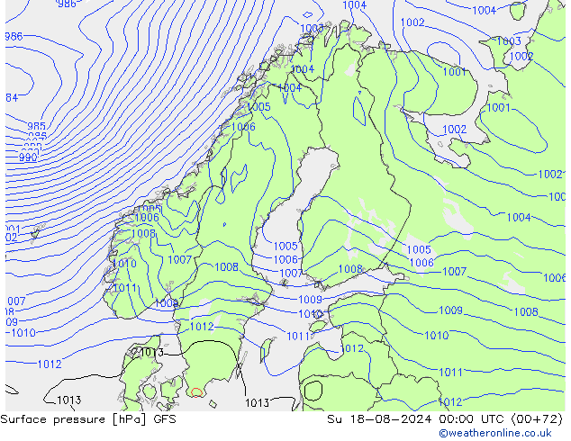 Luchtdruk (Grond) GFS zo 18.08.2024 00 UTC