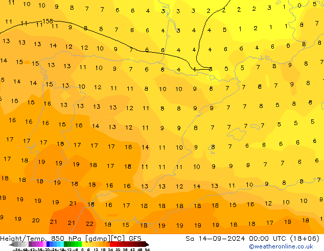 Z500/Rain (+SLP)/Z850 GFS sáb 14.09.2024 00 UTC