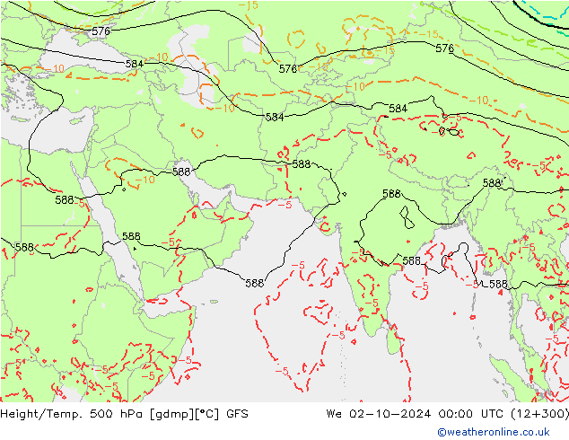 Z500/Rain (+SLP)/Z850 GFS We 02.10.2024 00 UTC