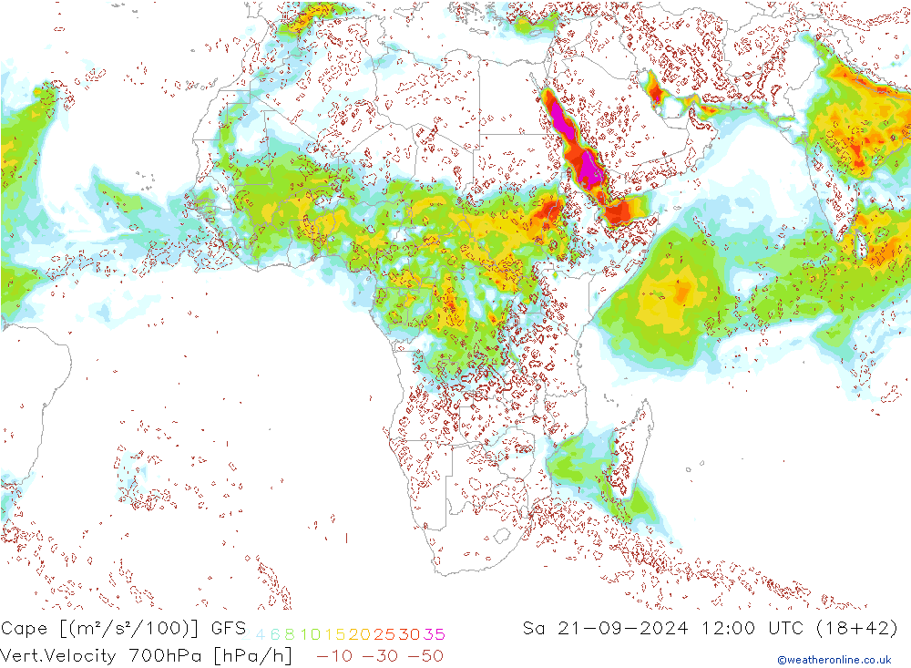 Cape GFS za 21.09.2024 12 UTC