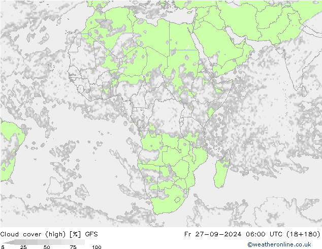 Wolken (hohe) GFS Fr 27.09.2024 06 UTC