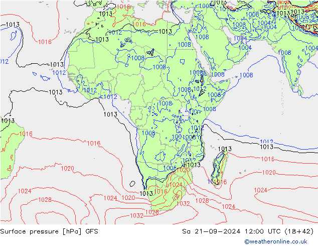 Surface pressure GFS Sa 21.09.2024 12 UTC