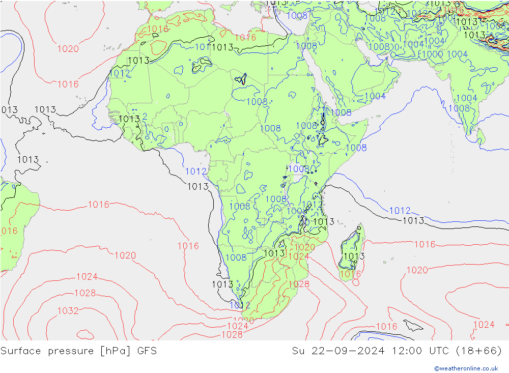 Luchtdruk (Grond) GFS zo 22.09.2024 12 UTC