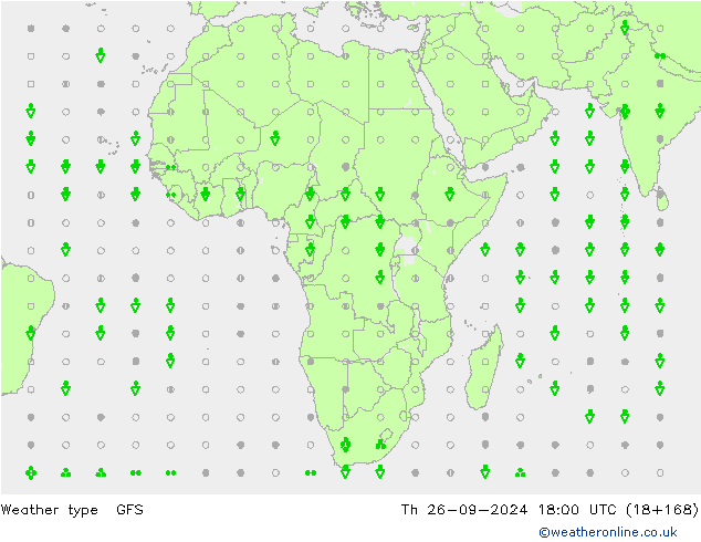 rodzaj opadu GFS czw. 26.09.2024 18 UTC