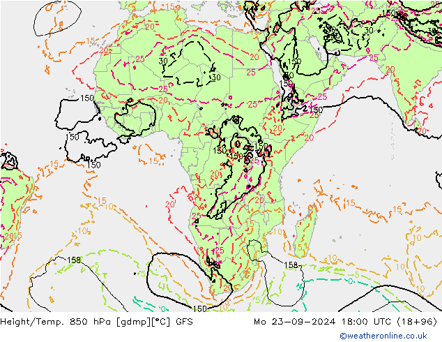 Z500/Rain (+SLP)/Z850 GFS Mo 23.09.2024 18 UTC